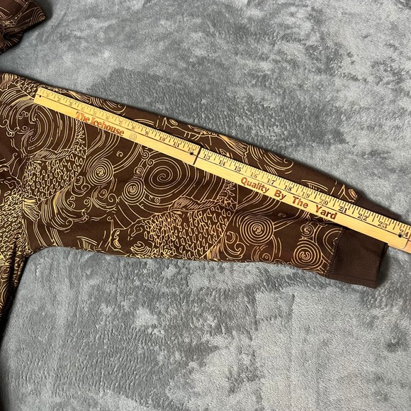 KENPO XL Brown Yellow Koi Fish Zip Up Hoodie Jacket Y2K Vintage Streetwear - Picture 6 of 10